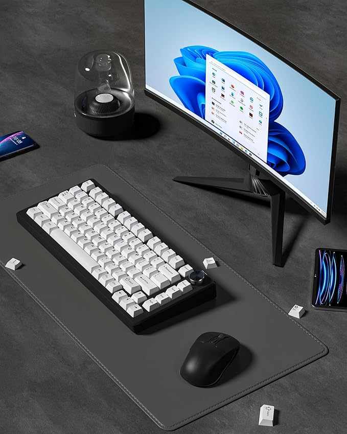 Womier Double Shot PBT Keycaps Set 138 Keys, Cherry Profile Custom Keycaps 60 65 75 100 Percent for 61/64/68/84/87/100/104/108 Retro Gaming Mechanical Keyboard, White