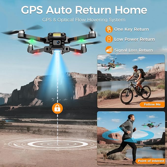 GPS Drone with EIS 4K Camera for Adults Kids, RC Drones with 4.5 inch HD Screen on Controller,Auto Return,2 Batteries for 45 min Flight Time,Long Range Transmission,Circle Fly and Follow Me Mode,Foldable Quadcopter for Beginner Kids Gifts Toy,Under 249g