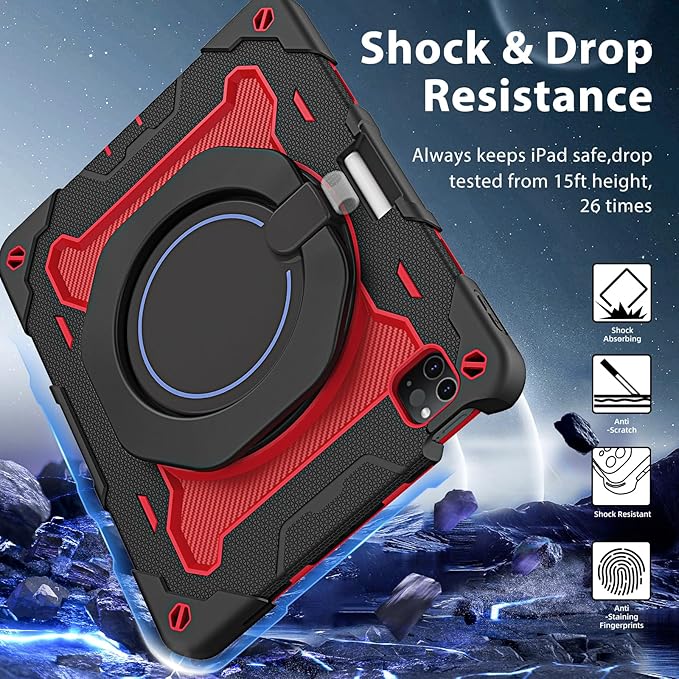 ROISKIN for iPad Air 11 inch M4/M3/M2 Case, iPad Pro 11 inch 4th/3rd/2nd/1st Generation,iPad Air 5th/4th 10.9 inch Case,Heavy Duty Shockproof with 360 Stand Handle Shoulder Strap Pen Holder for Kids
