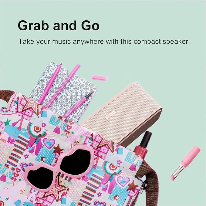 DOSS SoundBox Touch Wireless Bluetooth Speaker-12W HD Sound with Rich Bass, IPX5 Waterproof, 20H Playtime, Handsfree, for Gatherings, Home, Office, Outdoor, Travel-Light Pink
