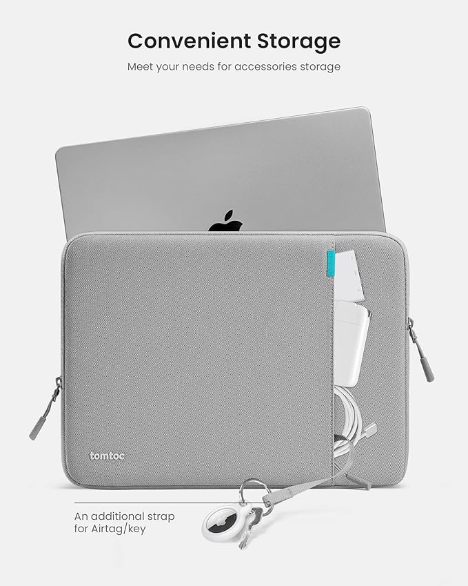 tomtoc 360° Protective Laptop Sleeve for 15-inch New MacBook Air M5/A3448 (2026), M4/A3241, M3/A3114, M2/A2941, Water-Resistant Laptop Case Fits 15-inch MacBook Pro A1990 A1707 & Surface Laptop AI PC