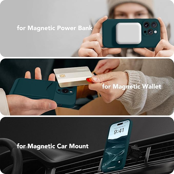 Magnetic for iPhone 13 Pro Max Case, Compatible with MagSafe, [Full Camera Protection][Screen Protector] Silicone Shockproof Protective Phone Case for iPhone 13 Pro Max 6.7", Deep Blue