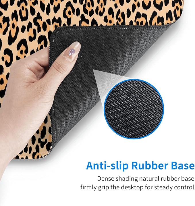 Leopard Animal Print XL Large Mouse Pad with Stitched Edges Long Non-Slip Rubber Base Mousepad Cheetah Laptop Keyboard Mat Desk Pad for Office Home Desk Decor, 31.5" X 11.8"