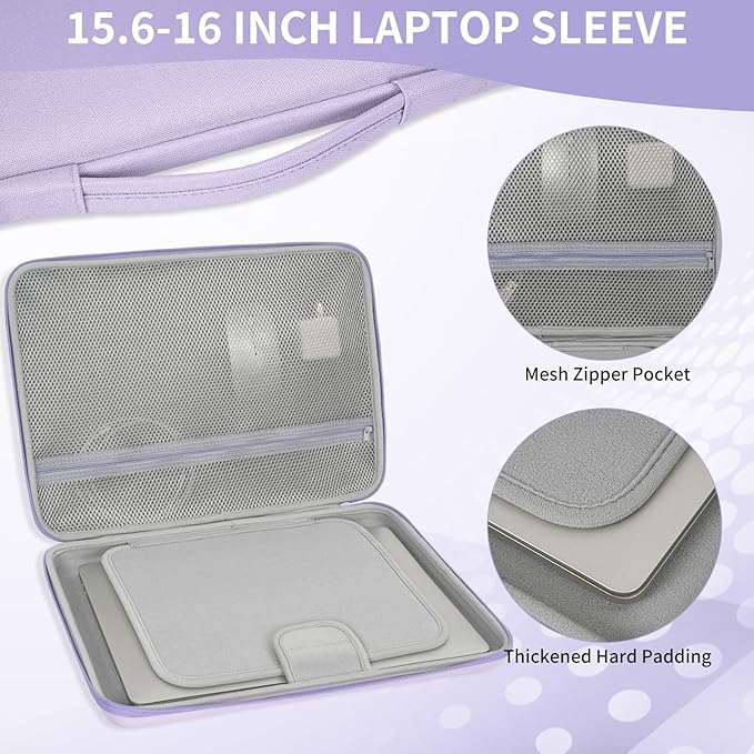 Hard Laptop Sleeve Case for 16 inch MacBook Pro M3/M2/M1 Pro/Max A2991, A2780, A2485, A2141,15.6 Inch HP Dell Razer Samsung Laptop Chromebook, MacBook Air 15 inch M3/M2 Computer Carrying Case