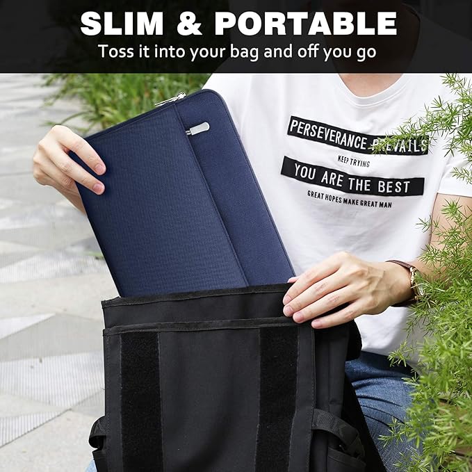 MoKo Tablet Sleeve Case Fits 13 Inch New iPad Pro M4 & Air M2 2024, iPad Pro 12.9 inch M2&M1,Galaxy Tab S8+/S9+ 12.4, Zipper Polyester Bag with Pocket, Fit Surface Pro Type Cover and Pen, Indigo