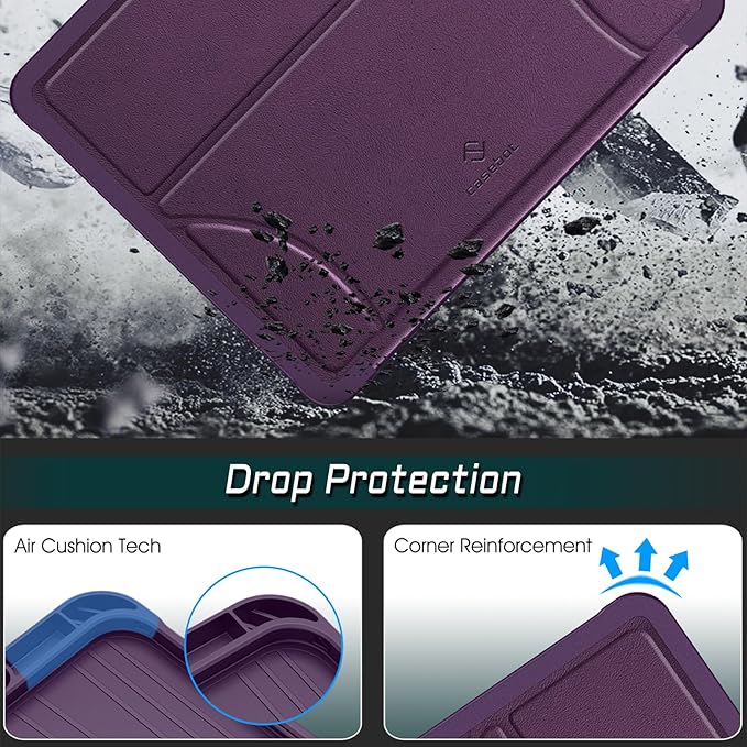 Fintie Magnetic Stand Case for iPad Pro 13-inch (M5) 2025 / (M4) 2024 - Multiple Angles Shockproof Rugged Soft TPU Cover with Pencil Holder, Auto Sleep/Wake, Purple