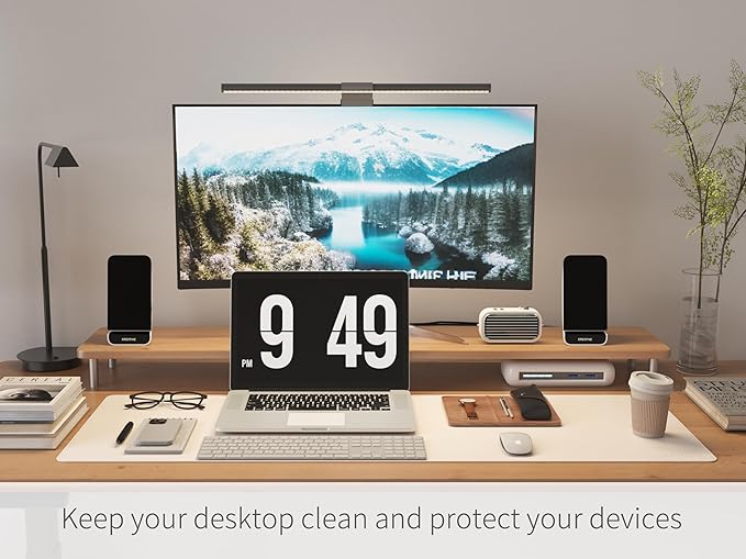 RENMTURE Dual-Sided Mouse Pad, Natural Cork & PU Leather Large Desk Pad for Office and Home Work, Desk Protector Non-Slip, Waterproof, Easy Clean (Apricot,47"x17")