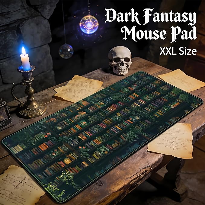 Green Leaves Desk Pad Extended Mouse Mat, Plant Bookshelf Gaming Desk Mat, Large Laptop Keyboard Pad Full Desk Mouse Pad XXL, Giant Desktop Computer Pad, Home Office Decor Aesthetic 31.5" x 15.75"