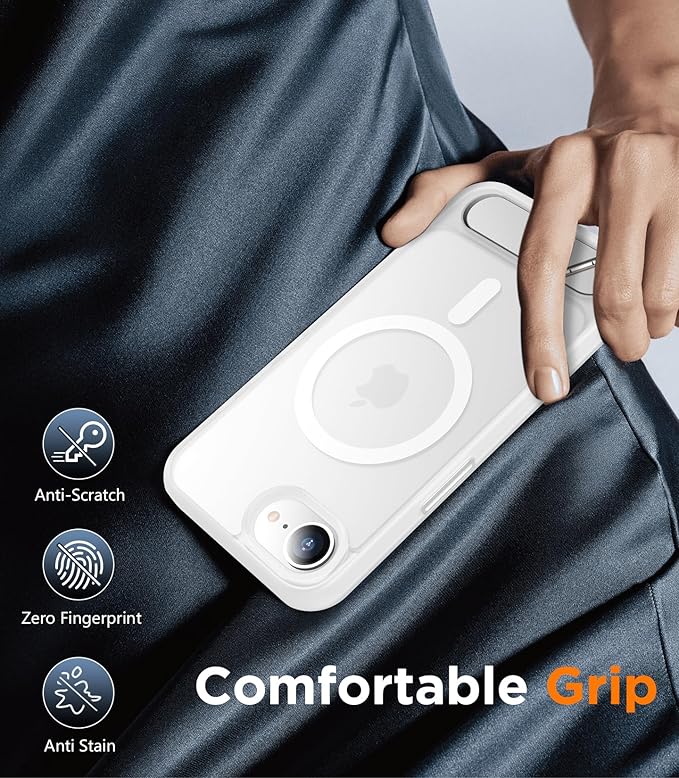 Magnetic Compatible with SE4 Case, [Built-in Invisible Kickstand][Military Grade Shockproof] Slim Translucent Matte Phone Case