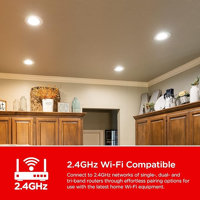 UltraPro Wi-Fi LED Smart Light Bulb, Downlight, 65W Equivalent, RGB, Color Changing, White Select Tunable 2700K - 6500K, Dimmable, 2.4GHz Router Required, Circadian Rhythm, Easy-to-Use App, 51461