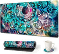 Large Gaming Mouse Pad, AIMSA Extended Mouse Pad with Stitched Edge, XL Keyboard Mouse Mat Non-Slip Rubber Base Desk Pad 31.5x15.7inch for Office Home Game Work -Mandala