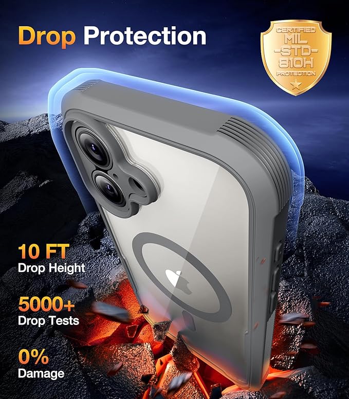 Diaclara Magnetic Designed for iPhone 17 Case 6.3 Inch Full Body Bumper,[Compatible with MagSafe] Military Drop Proof Cover with Built-in Touch Sensitive Anti-Scratch Screen Protector, Grey Titanium