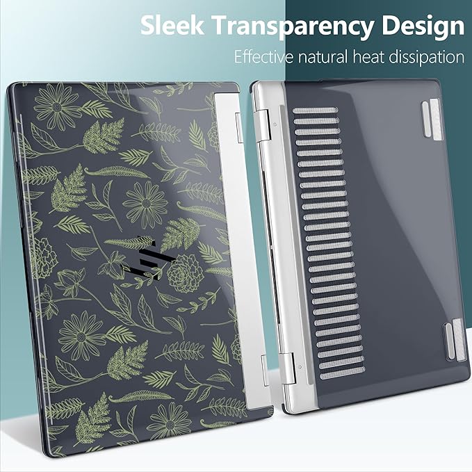 Premium Crystal Case for HP Envy x360 16-inch 2-in-1 Laptop 2024 2025 Release, Floral Patterns Ultra-Slim Lightweight Scratch-Resistant Clear Hard Shell with Professional Protection, Plant Branches