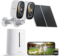 COOAU 4MP Security Cameras Wireless Outdoor Included 64GB Memory Card, No Subscription, Faster Charging Solar Powered, Cameras for Home Security Surveillance System for Wide-Area Whole-House Coverage