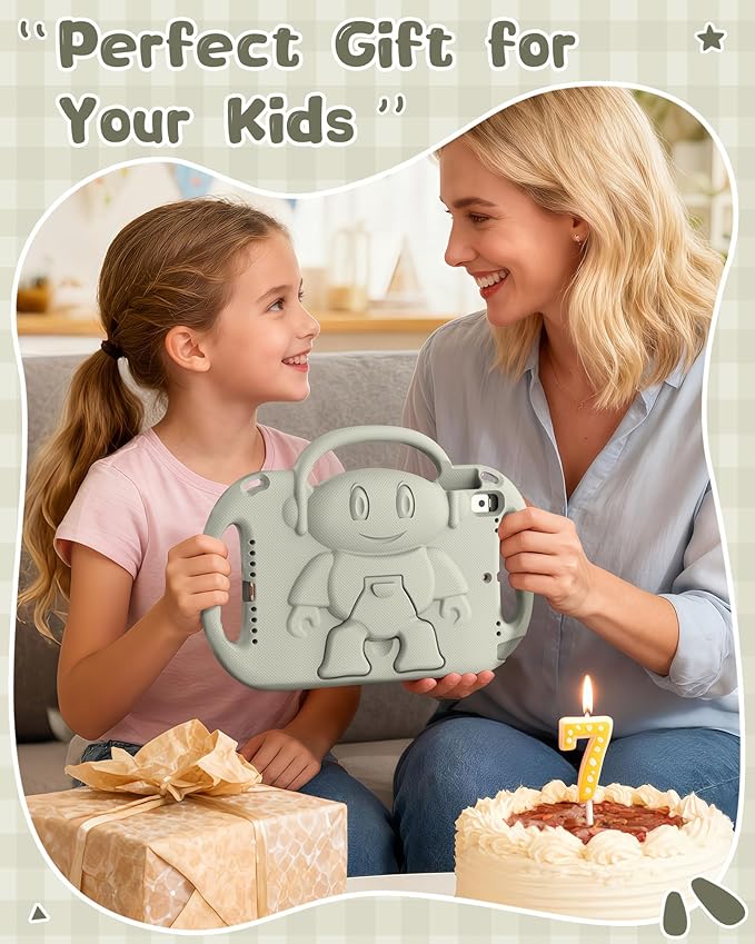 Kids Case for iPad 9th/8th/7th Generation (10.2 inch,2021/2020/2019), Kids Case for iPad Air 3rd Gen 10.5"/Pro 10.5, Durable Shockproof Cover with Shoulder Strap/Handle/Kickstand, Light Grey