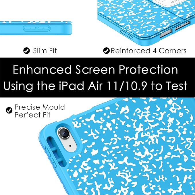 Soke Case for New iPad Air 11 Inch (M4/M3/M2, 2026-2024), iPad Air 5th/4th Generation 10.9 Inch (2020-2022) with Pencil Holder, Soft TPU Back Cover & Auto Sleep/Wake, Book Blue