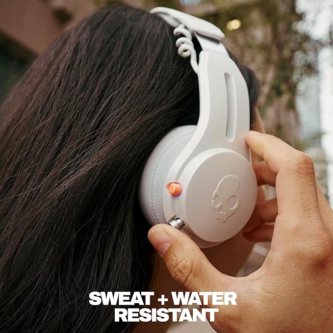 Skullcandy Icon ANC Wireless On-Ear Bluetooth Headphones, Active Noise Cancelling, 60 Hours Battery, Sweat Water Resistant, Foldable Durable Travel Ready, Microphone for iPhone Android - Bone