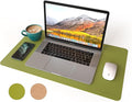RENMTURE Dual-Sided Mouse Pad, Natural Cork & PU Leather Large Desk Pad for Office and Home Work, Desk Protector Non-Slip, Waterproof, Easy Clean (Olive Green, 23.6" x 13.7")
