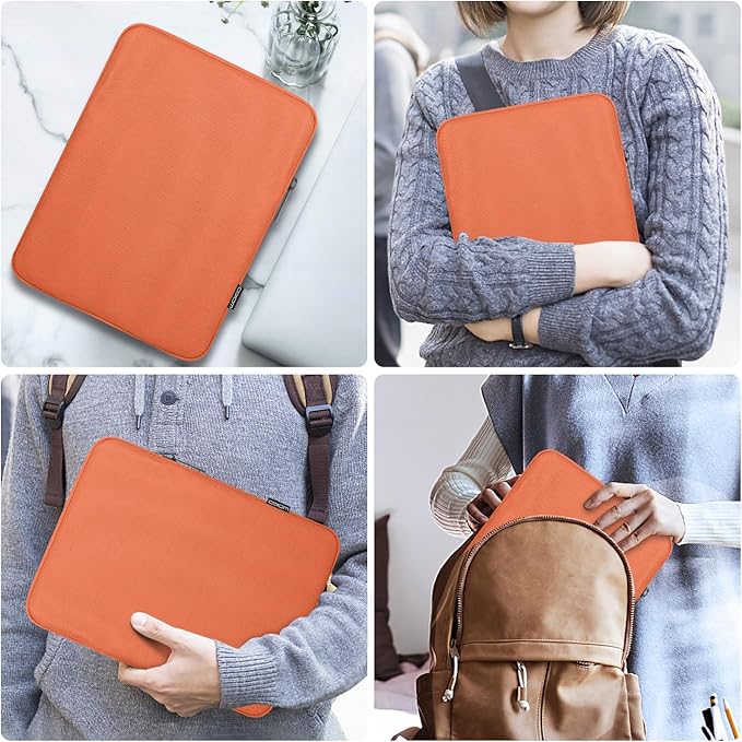 MoKo 9-11 Inch Tablet Sleeve Bag Carrying Case Fits New 11inch iPad Air M4, iPad A16 2025, iPad Pro 11 M4, Air 5/4/3, iPad 10/9/8th Gen, Tab S8/S9 11", Tablet Carrying Case, Orange