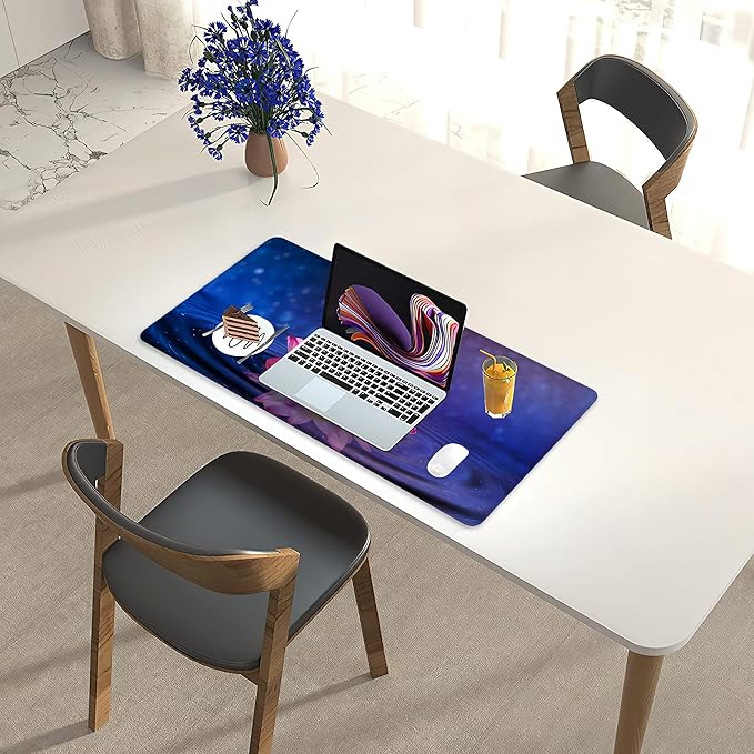 Desk Mat for Desktop,Extended Gaming Lotus Mouse Pad,Non-Slip Rubber Base Mousepad with Stitched Edges for Office Home Desk Decor,31.5X15.7 Inch