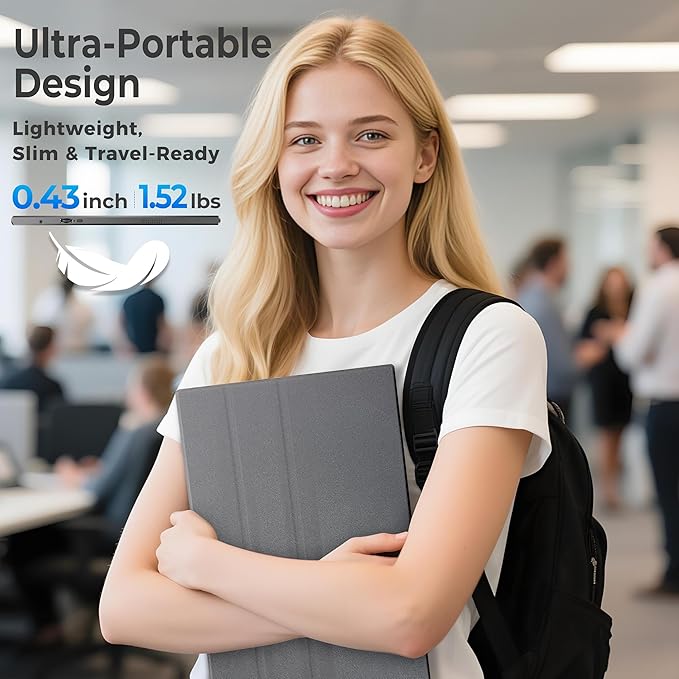 UFYQL Portable Monitor for Laptops - 15.6 -inch FHD 1080P IPS Screen, Built-in Speakers, USB-C/HDMI, Includes Protective Case, Compatible with Laptops, MAC, PC, Phones, PS4/5, Xbox, Switch