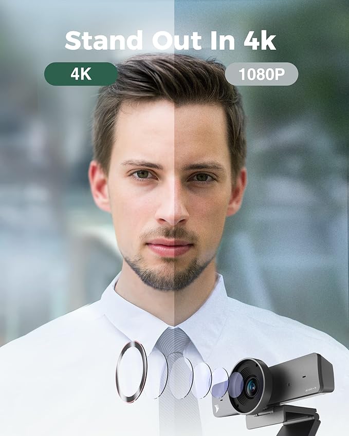 WYRESTORM 4K AI Tracking Conference Webcam, Auto Framing & Presenter Tracking, 120° Wide Angle, Dual Noise Cancelling Mics, Privacy Cover, USB Plug & Play, Zoom Certified for Teams Meeting Rooms