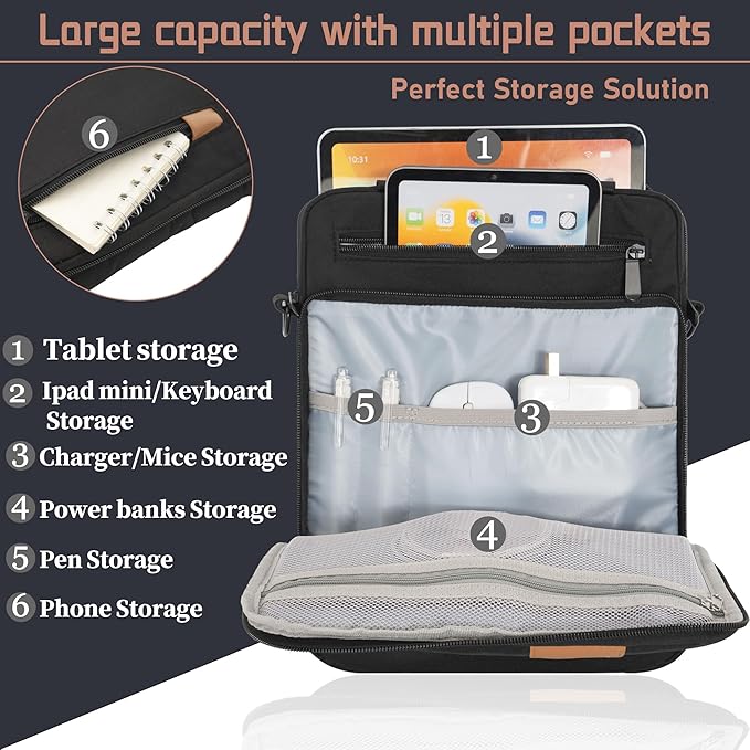 12.9 Inch Tablet Sleeve Bag, Padded Carrying Case for 13" iPad Air M4 M3 M2 2026-2024, iPad Pro M5 M4 M2 M1, Samsung Galaxy Tab S9 FE+/S9+/S8+/S7 FE/S7+ 12.4" 2022/2023, Surface Laptop Go 12.4"