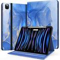 Zonefoker Case for New iPad Pro 12.9 inch 6th/5th/4th/3rd Generation 2022/2021/2020/2018, 12.9'' ipad Pro Leather Protective Cover 6/5/4/3 Gen with Pencil Holder, Auto Wake/Sleep, Marble Gary Blue