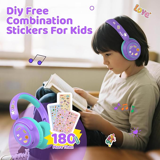 MIDOLA Active Noise Cancelling Kids Bluetooth Headphones,68H Play Time,Lightweight Wireless Foldable Over-Ear Headphone for Kid Toddler,Volume Limited 85/94dB,Headsets with Built-in Mic Purple