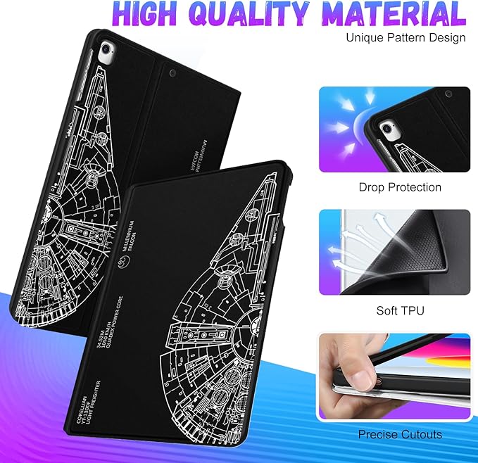Uppuppy for iPad 5th/6th Generation Case, for Apple iPad Air 1st/2nd Gen, for iPad Pro 9.7 Inch Case Cute Kids Boys Women Teen Girls Cool Men Folio Unique Black Cover for iPad 5/6, Air 1/2, Pro 9.7