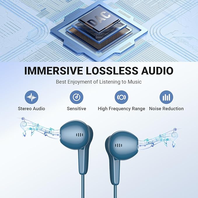 USB C Headphones for iPhone 17 Air 16 15 Pro Max Plus, Type C Earphone with Mic HiFi Stereo Volume Magnet in Ear USBC Wired Earbud for Samsung Galaxy S26 S25 S24 Ultra S23 Fe S22+ Flip/Pixel 10, Blue
