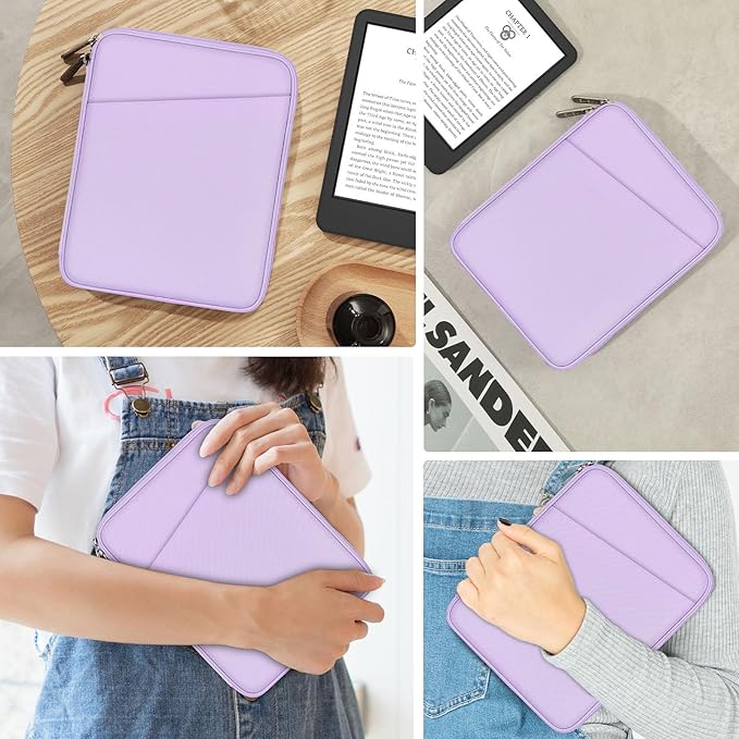 MoKo 6-7" eReader Sleeve Bag for 7" ereader Colorsoft Signature Edition, All-New 6" ereader 11th Gen 2022/10th Gen 2019/8th Gen 2016, 6.8" ereader Paperwhite 11th/10th Gen 2021/2018, Lilac