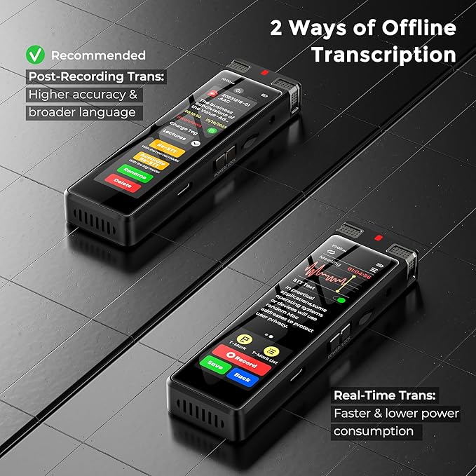 136GB AI Voice Recorder, TIMMKOO Digital Voice Recorder with Playback, Offline Transcribe and Online Summarize/Mindmap/Translation Base on AI Technology, Voice Activated Audio Recorder (Black)