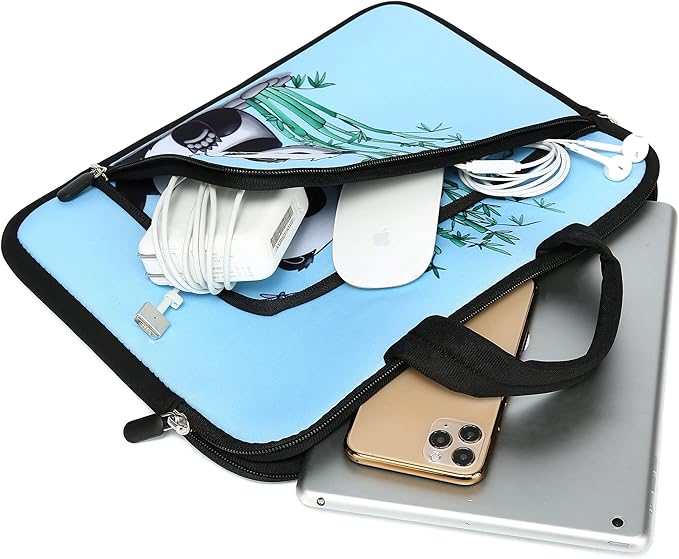 14 15 15.4 15.6 inch Laptop Handle Bag Computer Protect Case Holder Notebook Sleeve Neoprene Cover Soft Carrying Case with Extra Pockets for Dell Lenovo Toshiba HP Chromebook ASUS Acer(Cute Panda)