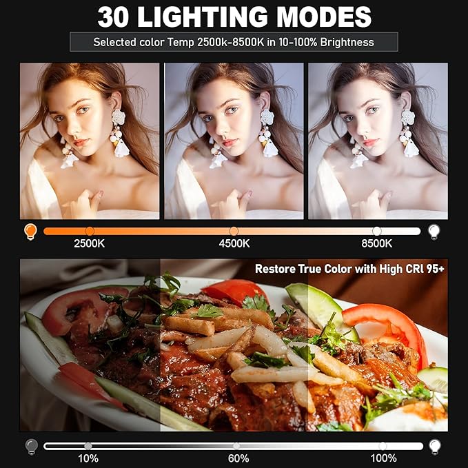 30W Upgraded Photography Lighting Kit, Anautin 1-Pack LED Video Lighting for Video Recording, 3700Lux Studio Lights with Tripod Stand for Photography, Streaming, Gaming, Podcast, Filming, Vlogging