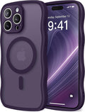 CAPRARO Cute for iPhone 15 Pro Max Case, Compatible with MagSafe, [Curly Wave Edge] [Full Camera Protection] [14 FT Drop Protection] Magnetic Phone Case for 15 Pro Max 6.7 Inch, Deep Purple