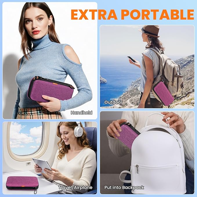 Double-Layer Carrying Case - Hard Shell Electronic Organizer Zipper Travel Case - Portable Tech Accessories Storage Pouch Bag for Charger, Adapter, Anker Power Bank, Phone, Battery, Cord, Cable, Card