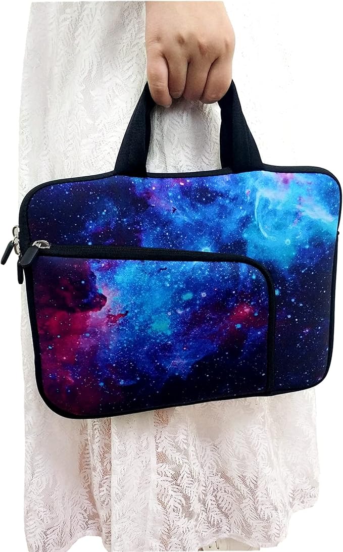 11 11.6 12 12.1 12.5 inches Laptop Sleeve Chromebook Case Ultrabook Case Notebook Sleeve PC Messenger Bag Tablet Case Neoprene Handle Sleeve for Adult Men Women, Two Pockets (Galaxy)