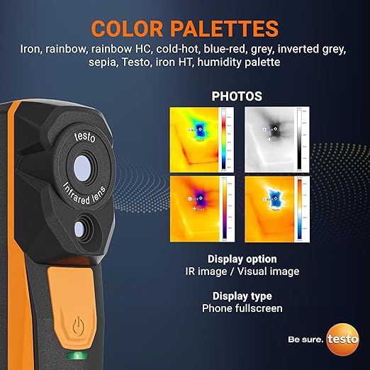 testo 860i Wireless Thermal Imaging Camera for iPhone & Android - Thermal Imager with USB-C Cable - Handheld Infrared Camera 256 x 192 Resolution & -4 to +662 °F Measurement Range