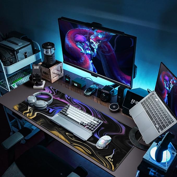 Canjoy Gaming Mouse Pad, Fluid Pattern Mouse Pad 35.4x15.7inch Large Extended Computer Mouse Mat Keyboard Full Desk Mousepad for Gaming, Office, Home