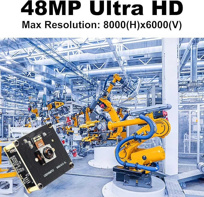 48MP Ultra HD Autofocus USB Camera – 4K Video & 8000×6000 Still – 70° No Distortion Lens for Lightburn Laser Engraver | Machine Vision | Embedded Systems