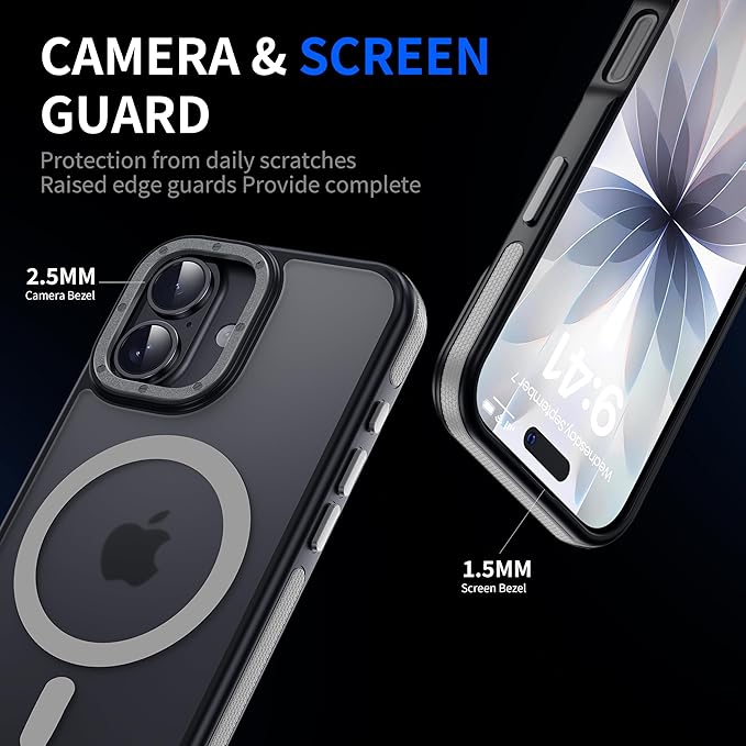 Strong Magnetic for iPhone 17 case [10Ft Military-Grade Protection] Compatible with fit MagSafe Shockproof Slim Thin Cover case for iPhone 17 6.3 inch, Gray Bumper