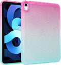 for iPad Pro 12.9 inch Case 6th/5th/4th/3rd Generation (2022/2021/2020/2018) Glitter Translucent Frosted Clear Soft TPU Back Gradient Bling Cover Silicone Protective Shell, Red & Blue