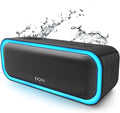 DOSS SoundBox Pro Bluetooth Speaker, 20W Stereo Sound, Active Extra Bass, 20H Playtime, Multi-Colors Lights, TWS Pairing, IPX6 Waterproof for Garden, Hiking, Camping, Outdoor, Party-Black