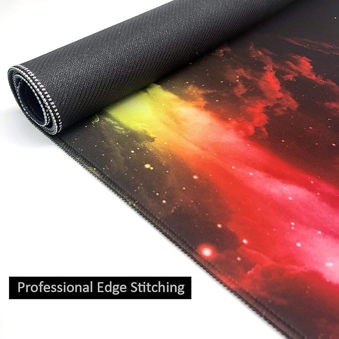 Benvo Extended Mouse Pad Large Gaming Mouse Pad- 35.4x15.7x0.12 inch Computer Keyboard Mouse Mat Non-Slip Mousepad Rubber Base and Stitched Edges for Game Players, Office, Study, Aurora Light Pattern