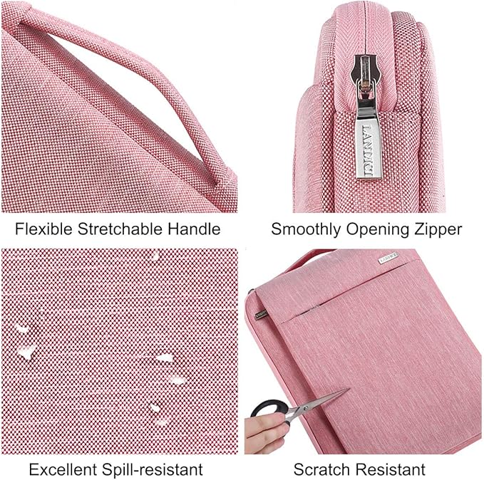 LANDICI 360° Protective Laptop Sleeve 11.6 Inch for Surface Pro 7 8 9/Laptop Go 2 3, MacBook Air 11, Small Computer Bag Carrying Case for 11-12 Inch Chromebook, Women, Slim, Shockproof, Pink