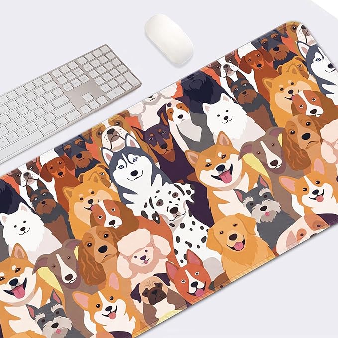 Britimes Large Gaming Mouse Pad Cute Dog Non-Slip Desk Pad Keyboard and Mouse Desk Mat for Gamer, Office & Home, 31.5 x 15.7 in