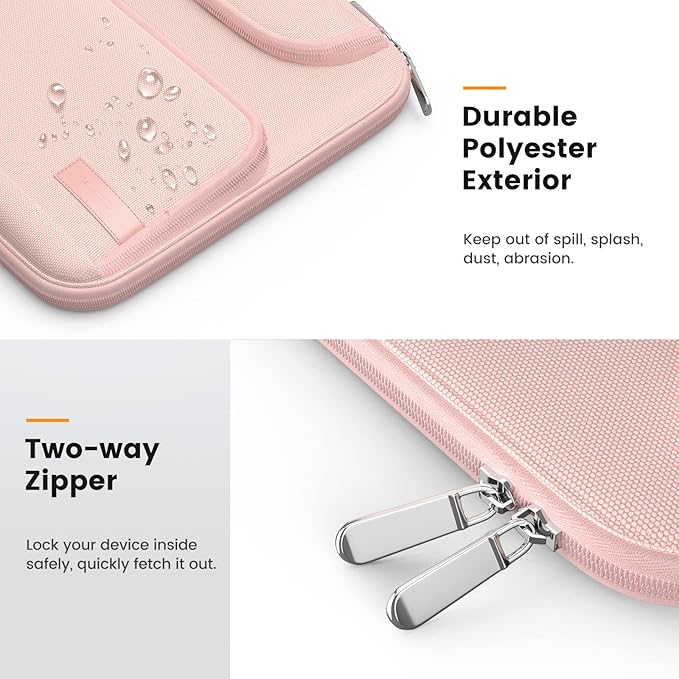 MoKo 9-11 Inch Tablet Sleeve Bag, Fits iPadAir 5/4th 10.9, iPadPro 11 Inch, iPad 9/8th 10.2, iPad 10th 10.9, Tab S8/S9 11",Waterproof Polyester Bag with Double Pockets,Retractable Handle, Pink
