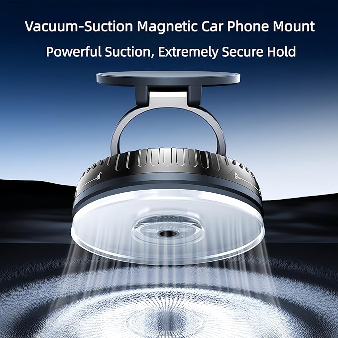 Magnetic Car Phone Mount for MagSafe: 360° Rotatable Adjustable Holder with Suction Cup, Universal Fit for Dashboards/Windshields/Glass, Compatible with iPhone 17/16/15 Series & Android