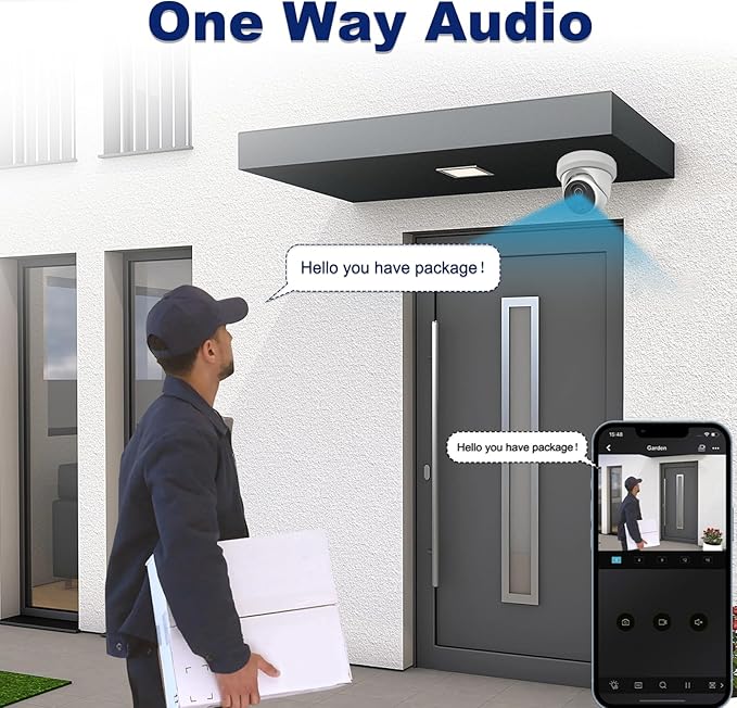 UNILOOK 4K PoE Security Camera, 8MP Turret IP Camera Outdoor Indoor Wired, 100ft Smart Color Night Vision, Human/Vehicle Detection, IP66 Built-in Audio, @20fps, Wide Angle, Metal Housing, NDAA